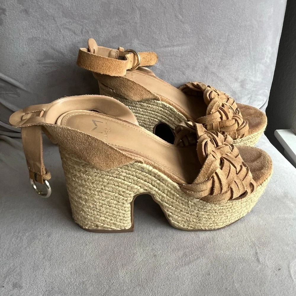 Women's Tan Woven Platform Sandals